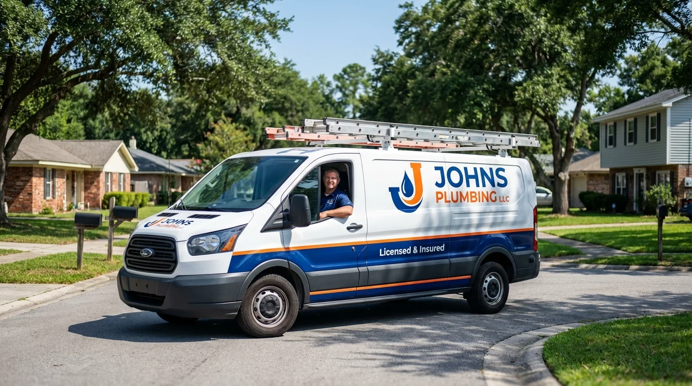 Johns Plumbing LLC service van in Washington, NC