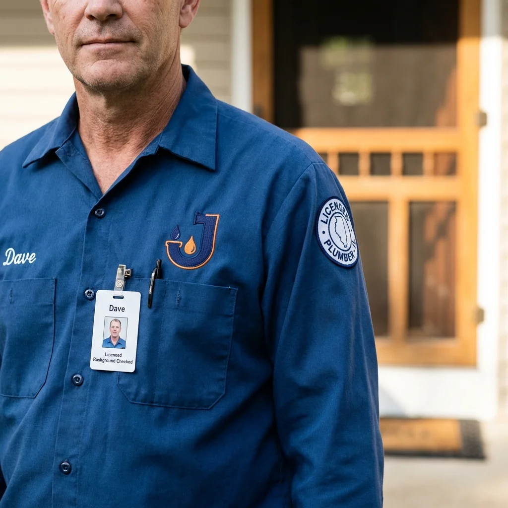 Licensed plumber showing ID badge in Washington, NC